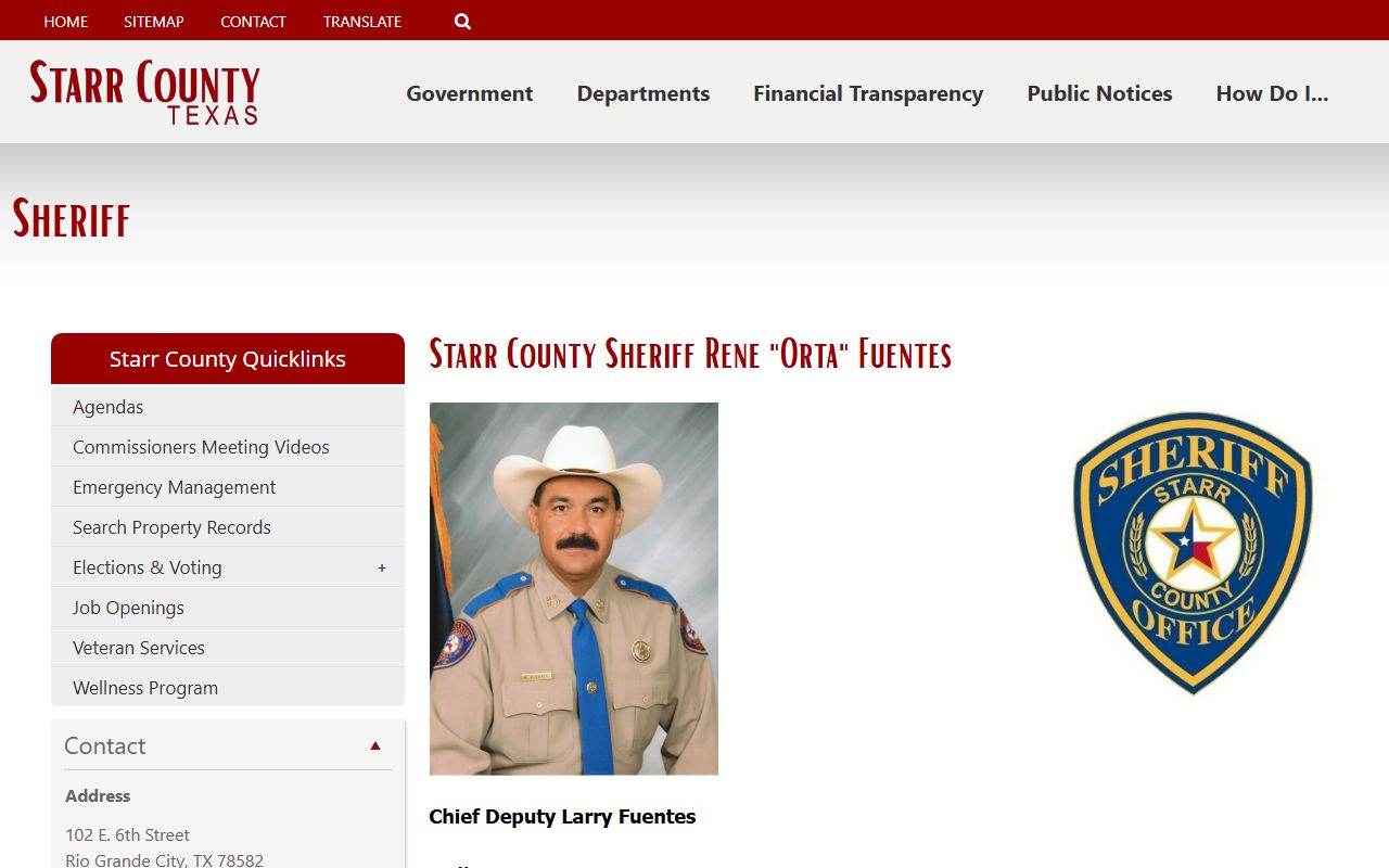 Starr County inmate search sheriff custody status page