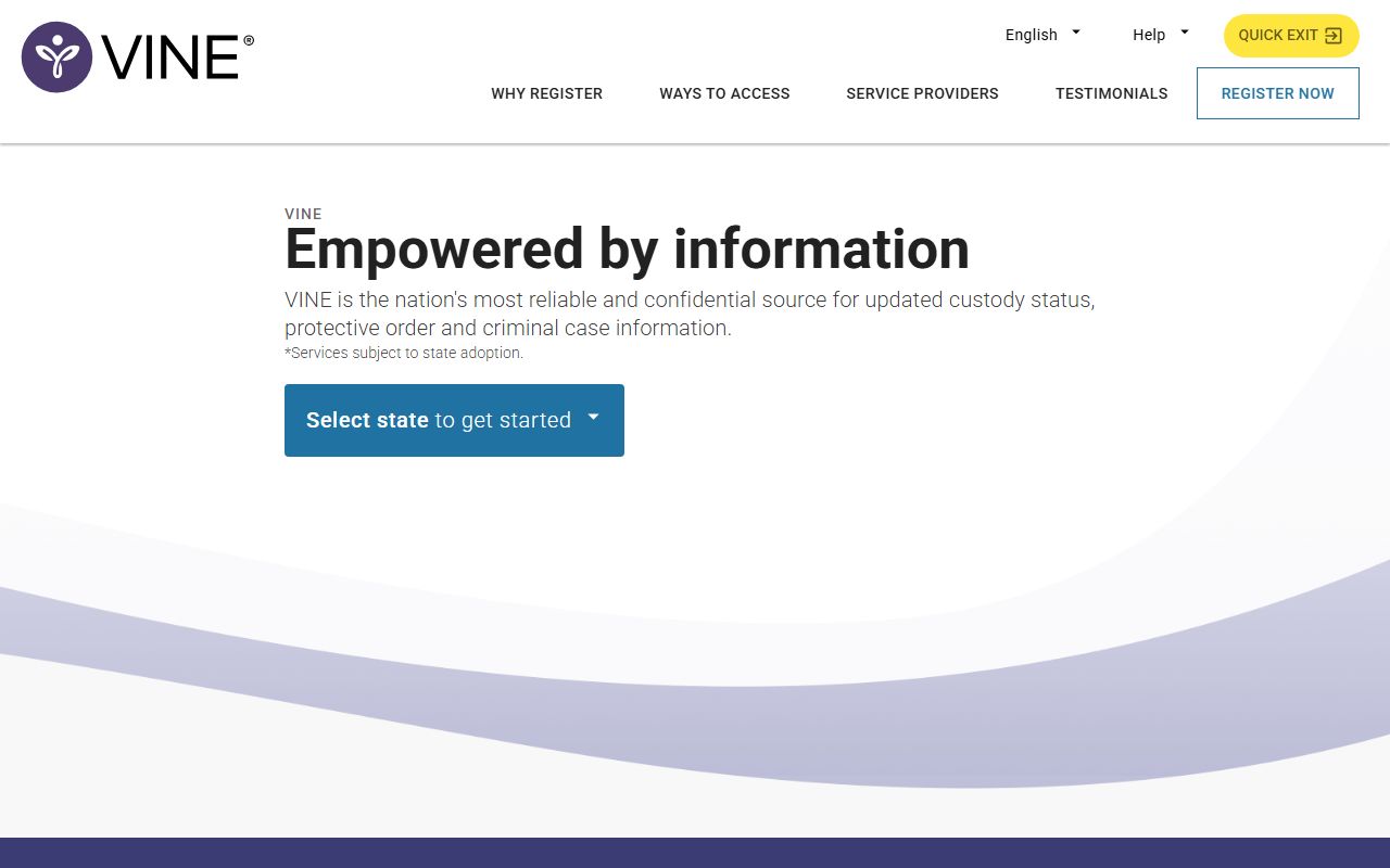 Texas VINELink portal for custody status and notification searches